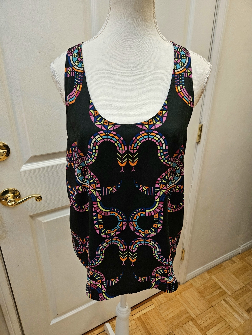 Mara Hoffman Tribal Boho Festival Black Snake Print Tank Top S